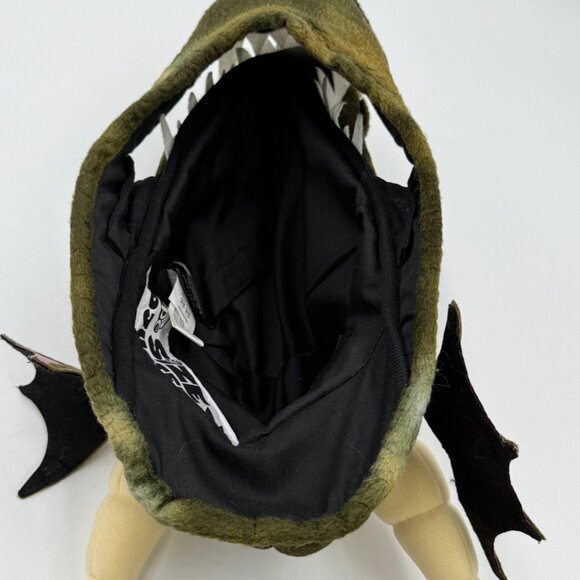 Elope Green Dragon Plush Hat with Size Adjust Horns Teeth Wing Scales OS Dressup - Picture 6 of 11